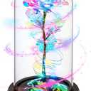 Childom Valentines Day Rose Gifts for Her,Birthday Gifts for Women Mom Mothers Day,Flowers for Delivery Prime,Rotating Colorful Light Up Rose in A Glass Dome,Anniversary Valentines Rose Gift for Wife
