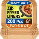 Air Fryer Paper Liners, 200pcs Air Fryer Liners Disposable, 8" Square Baking Liner for 5-8 qt Airfryer Basket, Non-stick and Oil Proof Parchment Paper for Oven, Pans & Baking