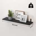 WOPITUES Wood Floating Shelves Set of 6, 24 inch Long Floating Shelves for Wall Decor, Farmhouse Shelf for Bedroom, Bathroom Storage Shelves, Book Shelves for Living Room - Black