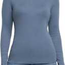 Eddie Bauer Womens Long Sleeve Clasic Fit Cotton Blend Crewneck Tee Top (Blue, Medium)