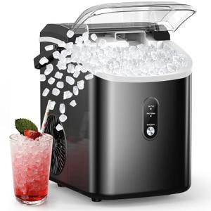 COWSAR Nugget Ice Makers Countertop, Pebble Ice Maker Machine with Soft Chewable Ice, 34Lbs/24H, Self-Cleaning, One-Click Operation, Pellet Ice Maker Countertop for Home/Kitchen/RV/Camping (Black)