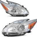 AUTOSAVER88 Headlight Assembly Compatible with 2012-2015 Prius Replacement Headlamp Chrome Housing Amber Reflector Clear Lens