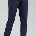 Plaid&Plain Men's Skinny Stretchy Khaki Pants Colored Pants Slim Fit Slacks Tapered Trousers (Navy Blue, 32W x 28L)