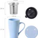 Tea Cup with Infuser and Lid, 18oz Large Steeper Mug, Ceramic Tea Infuser Mug with Silicone Lid, Teacup for Home, Office, Dishwasher & Microwave Safe (Lilac)