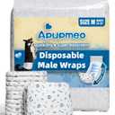 Apupmeo Dog Diapers Male Wraps, Disposable Male Dog Diaper, Super Absorbent Doggie Diapers for Boy Dogs with Incontinence Marking or Excitable Urination(M, 50)