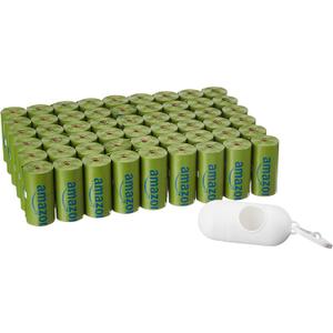 Amazon Basics Dog Poop Bags with Dispenser, 810 Count,Talcum Powder Scented, Includes Leash Clip (15 Count (Pack of 54))