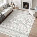 Miukiki 5x7 Area Rug for Living Room Moroccan Washable Rugs Non Slip Indoor Floor Carpet Foldable Large Soft Area Rug for Dining Room Bedroom with Low Pile(Grey,5'x7')