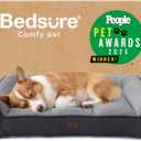 Bedsure SupportMax Orthopedic Dog Bed Medium Size Dog - Extra Thick Supportive Medium Dogs Beds with Waterproof Washable Cover, Comfort Pet Bed Sofa with Soft Sherpa and Nonskid Bottom, Grey, 35"