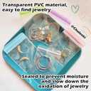 Jewelry Storage Book Transparent Earring Bracelet Rings Necklace Pouch Organizer Zipper Bag with pockets (purple)