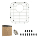 Kitchen Sink Grid 15,5"x12"  Heavy Duty Kitchen Sink Protector with Built-in Strainer & Rear Drain, Non-Slip Rubber Feet & Scratch Resistant Bottom Guard
