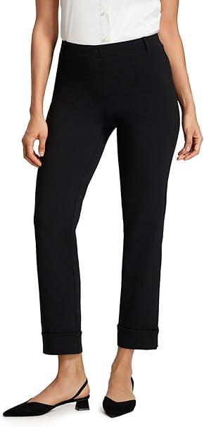 Yogipace Women's Cropped Yoga Dress Pants, Pull-On Straight Leg Work Pants, Inseam, Black, M