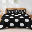 Pamnest 7 Pcs Quilt Set Queen Size, Black White Pattern Soft Bed Cover Bedding Set for Kids and Adults, Polka Dots Minimalist Bedspread with Fitted Sheet 2 Pillowcases & 2 Shams for All Season