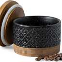 Miamolo Mini Ceramic Jars with Airtight Lid, Coffee Container Canister Kitchen Food Storage Jar with Lid for Spice Sugar Tea Bag, Stackable Decorative Jars for Countertop, Pantry, Black & 5 fl.oz