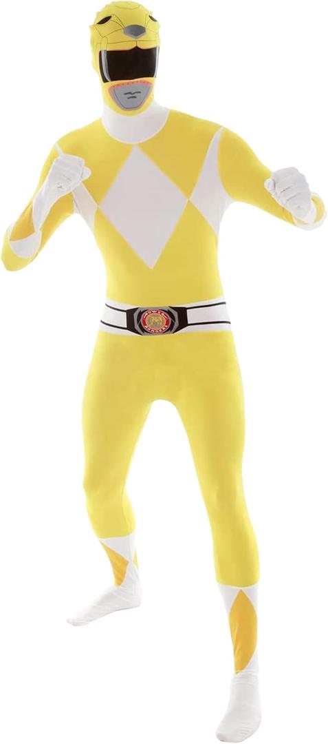 Morphsuits Power Ranger Costume Adult, Power Rangers Costume Adult Men, Power Ranger Costume Adult Woman (Medium, Yellow)