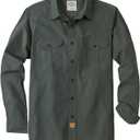 Dubinik Canvas Long Sleeve Shirts for Men Button Up Work Shirt Sturdy Durable Stretch Casual Warm (Green, M)