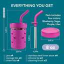 Pandaloo Mason Jar Toddler Cup | 8 oz Glass Cups with Silicone Sleeve & Lids | Spill-Resistant Smoothie & Snack Cups for Kids | BPA-Free | Stainless Steel Inner Straw