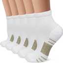 Iseasoo Copper Compression Socks for Men & Women Circulation-Ankle Plantar Fasciitis Socks Support for Athletic Running (Small-Medium, A02-5 White)