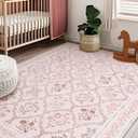 YIHOUSE Pink 6x9 Area Rug for Bedroom Girls, Floral Washable Rugs for Living Room Non Slip Ultra-Thin, Large Boho Carpet for Kids Playroom, Classroom, Dorm, Nursery, Pink Multi