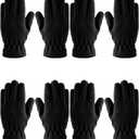 Geyoga 4 Pairs Kids Winter Fleece Gloves Soft Warm Snow Gloves Full Fingers Ski Mittens for Boys Girls Outdoor Activities (Black)