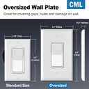 CML Oversized Decorator Wall Plate, 40 Pack Jumbo Electrical Outlet Receptacle Covers, 1-Gang Large White Switch Plates, Over-Size 3.5” x 5.5”, Impact Resistant, ETL Listed