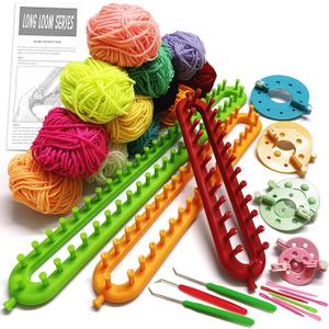 UCDRMA Knitting Loom Kit 19PC Scarf Loom Knitting Kit for Beginners, Quick Loom Knitting for Beginners Adult/Kids Contain Instructions, Pom Pom Maker and Yarn for Crochet Blanket Kit