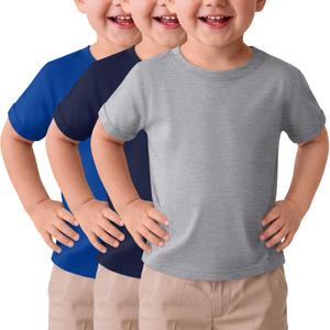 YooAurvox 3 Pack Toddler Boys T Shirts, 3-Color, 3T (Gray)