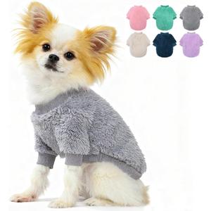 Dog Sweater for Small Dogs Girl Boy, Winter Fleece Teacup Dog Sweaters, Cute Puppy Clothes Warm Soft Pet Outfit Apparel (Light Grey, Small)