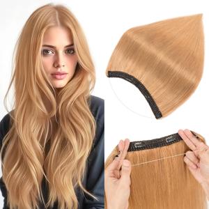 Halo Hair Extensions Real Human Hair,S-noilite Halo Hair Extensions,Halo Hair Extension for Women 100% Human Hair 55g/12inch 27 Dark Blonde
