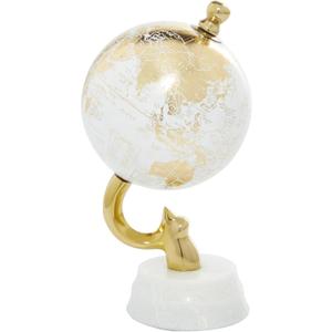 Deco 79 Aluminum Globe with Marble Base, 5" x 5" x 10", Gold