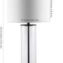 JONATHAN Y 29" Oil Rubbed Bronze/Clear Modern Glass Table Lamp for Living Room Bedroom, Minimalist Nightstand Bedside Lamp, White Linen Drum Shade, LED Bulb Included (JYL2005B)