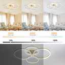 Modern LED Chandelier Semi-Flush Mount Ceiling Light 4-Rings Dimmable 34 Brushed Gold Ceiling Lighting Fixture with Remote for Living Room Dining Room(110W 3000K-6500K), D34inch