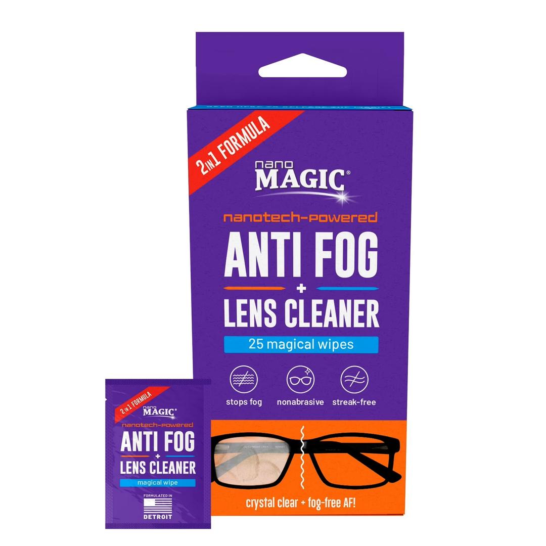 Nanotech-Powered Anti-Fog & Lens Cleaner Wipes, 25-Pack, Nonabrasive, Streak-Free, Nanotechnology Powered