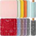 Redbaker 50 Pcs Reusable Paper Towels Paperless Reusable Cotton Cloths Toilet Absorbent Washable Paper Towels with Roll Kitchen Dishcloth for Kitchen Paperless Dishcloths(Stripe)