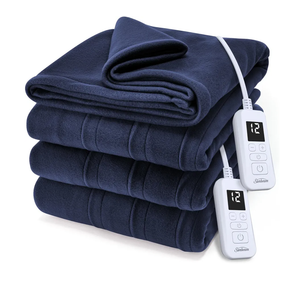 Sunbeam Royal Ultra Fleece Heated Electric Blanket King Size, 90" x 100", 12 Heat Settings, 12-Hour Selectable Auto Shut-Off, Fast Heating, Machine Washable, Warm and Cozy, Indigo