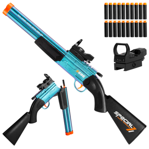 Toy Gun Double Barrel Shotgun Toy,with 20 Soft Bullet Darts, Toy Foam Blaster Foam Dart Blaster with Scope for Kids, Youth, Teen, BoysHoliday for 812 Year (Blue)