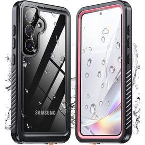 ANTSHARE for Samsung Galaxy S25 Case Waterproof, [IP68 Underwater] Built-in Screen/Camera Protector, 12 FT Military Dropproof Full Body Shockproof, Protective Phone Case for Galaxy S25 Case 6.2"-Pink