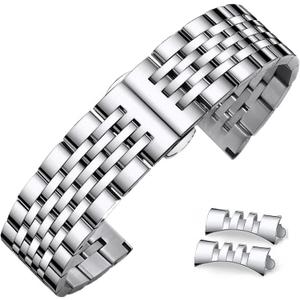 Stainless Steel Watch Band Straight & Curved End 14mm 16mm 18mm 19mm 20mm 21mm 22mm 23mm 24mm Premium Polished Metal Watch Band Bracelet Universal Smartwatch Replacement Strap Men Women