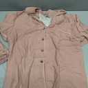 Womens Muslin Pajama Set 100% Cotton Double Gauze Linen Like Breathable Soft Button Up Loungewear Sleepwear PJ Set (Pink, L)