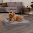 Furhaven Orthopedic Dog Bed for Large/Medium Dogs w/ Removable Bolsters & Washable Cover, For Dogs Up to 55 lbs - Pinsonic Quilted Paw L Shaped Chaise - Titanium, Large