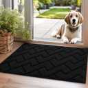 hicorfe Indoor Doormat,Welcome Door Mat TPR Backing Non Slip Mats 20"x31.5" Absorbent Resist Dirt Entrance Doormat Inside Floor for Entryway Washable Low-Profile (Black)