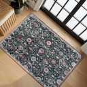 Lahome Moroccan Trellis Washable Rug, 2x3 Entryway Rugs for Kitchen Bathroom, Non-Slip Indoor Door Mat Ultra-Thin, Small Oriental Throw Carpet for Bedroom Entry Elise, Black/Multi