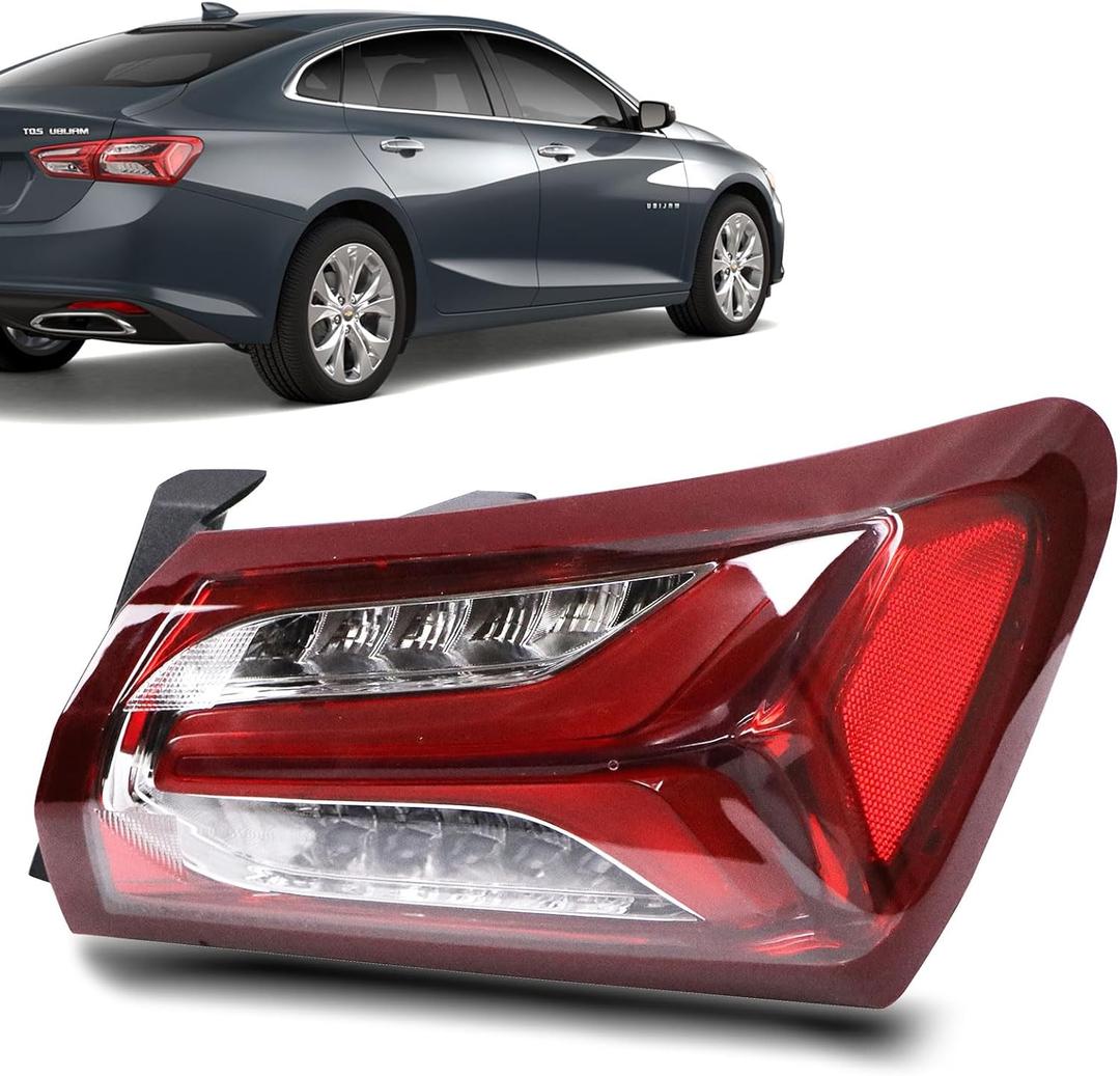 LED Tail Lights Compatible with Chevy Malibu 2019 2020 2021 2022 Outer Rear Taillight Assembly Brake Lamp Right Passenger Side Replace 84595943 GM2805143