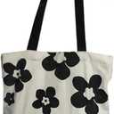 Medium Tote Canvas Shouler Bag with Top Zipper, Reusable Print Shoulder Bag, Mujer Daily Handbag Purse for Shopping