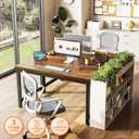 Huuger 48 x 24 inch Desk with Power Outlets & 0.95 Inch Thicker Desktop