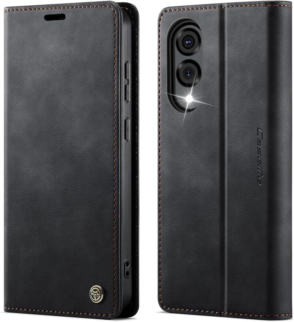 Wallet Case Designed for Samsung Galaxy S25 Edge Card Holder RFID Blocking Luxury Leather Shockproof Slim Flip Phone Cover for Samsung S25 Edge (Black)