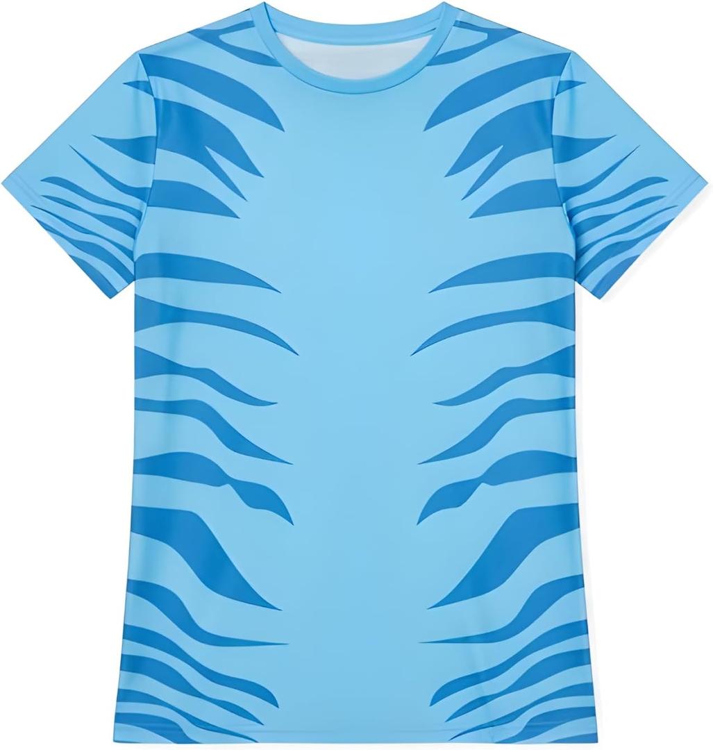 Blue Jungle Tiger Shirt for Women - Adult Teens T Cosplay Halloween Costumes (X-Large)