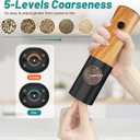 Electric Salt and Pepper Grinder Set - Automatic Battery Powered Salt Grinder Salt and Pepper Shakers Set Electric with Auto Light Adjustable For Gravity Operated Wood Grain Peppercorn Mill