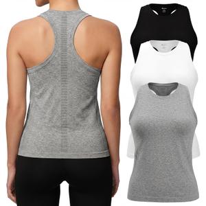 3 Pack Workout Tank Tops for Women Seamless Racerback Athletic Running Tops Crew Neck Sleeveless Gym Yoga Shirts, Medium 