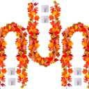 3 Pack Fall Maple Leaves Garland, 5.7 Ft/Piece Hanging Vines Artificial Autumn Foliage Thanksgiving Decor for Home Wedding Fireplace Party Christmas