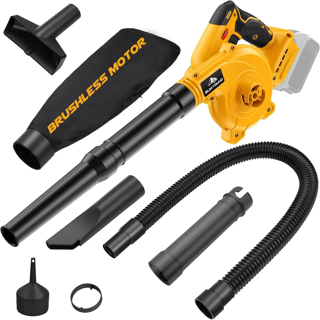 Cordless Leaf Blower for Dewalt 20V Max Battery, Electric Jobsite Air Blower with Brushless Motor,6 Variable Speed Up to 180MPH,2-in-1 Handle Electric Blower and Vacuum Cleaner(Battery Not Included)